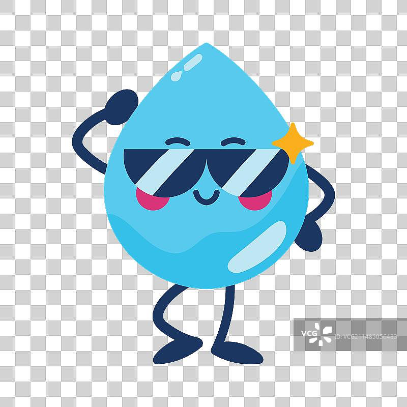 戴墨镜的水滴卡通图片素材