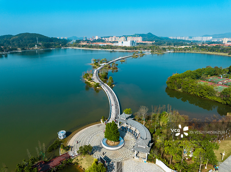 广州增城，挂绿湖，绿道图片素材