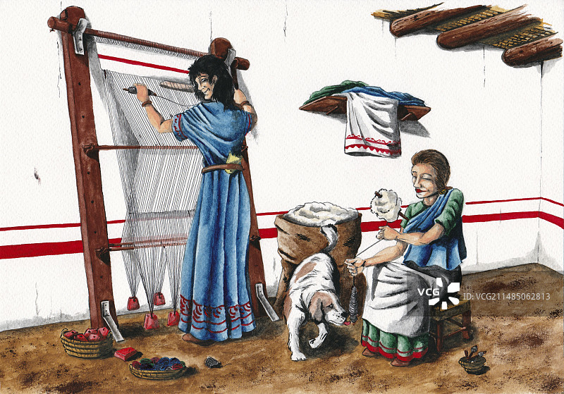 伊比利亚羊毛织布机艺术品图片素材