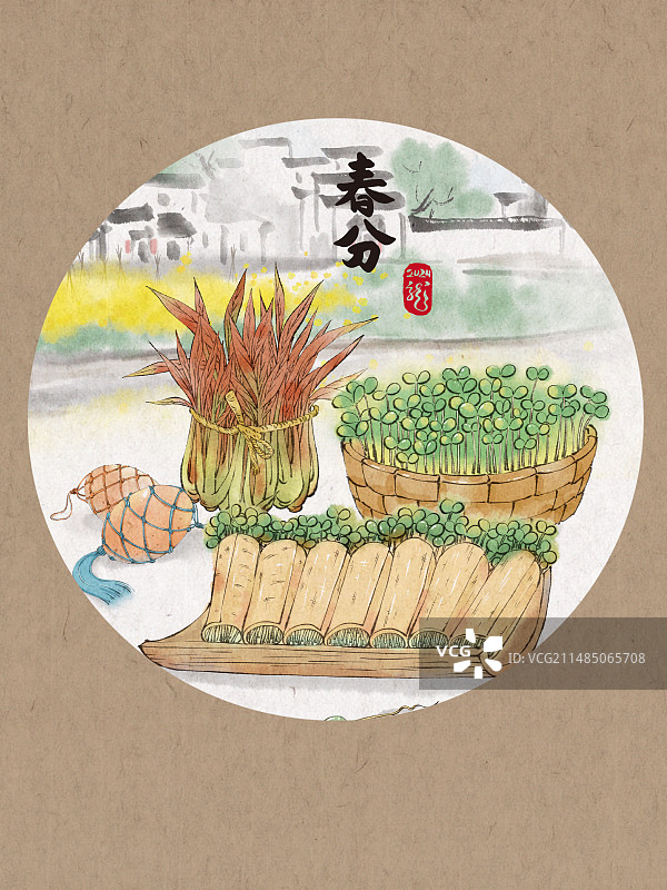 春分节气-豆皮香椿芽-海报图片素材