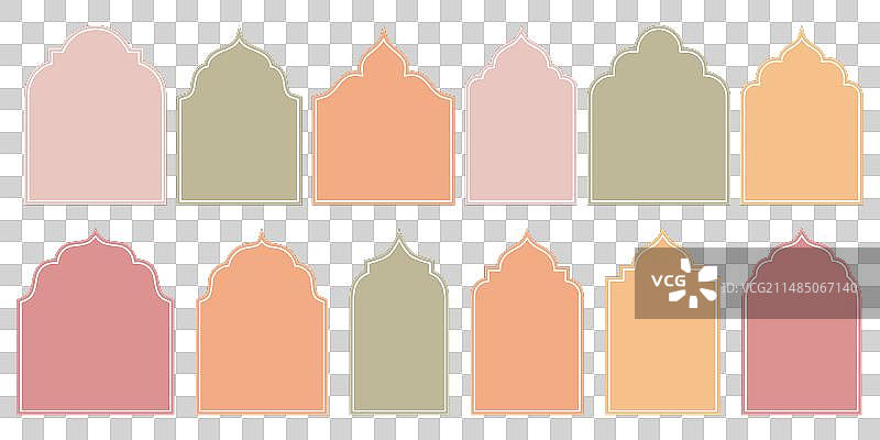 扁平风格伊斯兰形状窗户设计图片素材