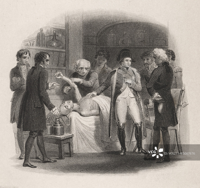 伏特向拿破仑展示电力，1801年图片素材