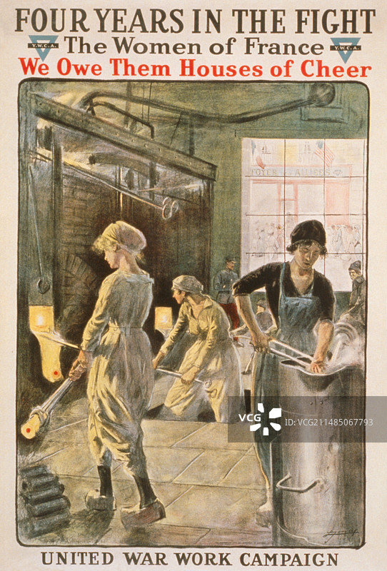 在金属铸造厂工作的女人们，一战时期图片素材