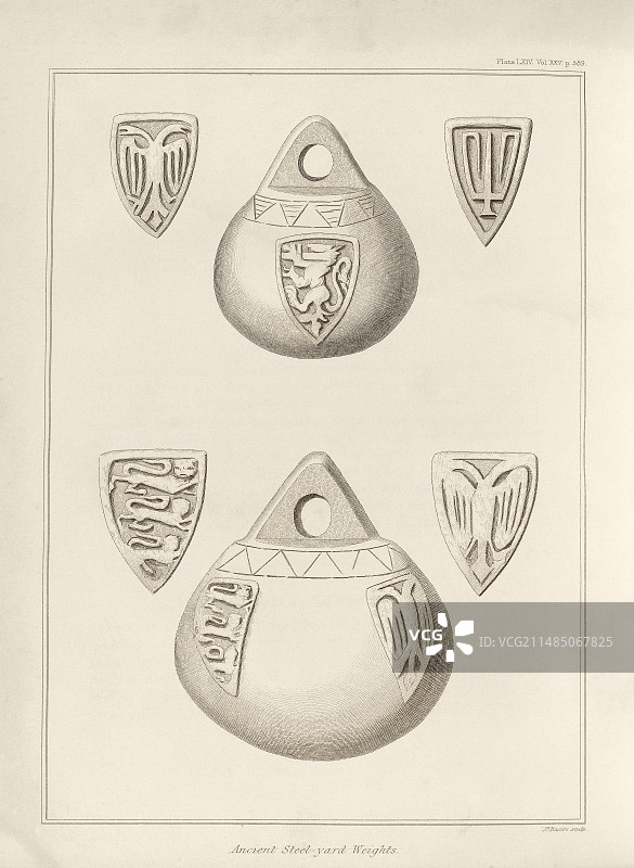 1832年制造的钢秤砝码图片素材