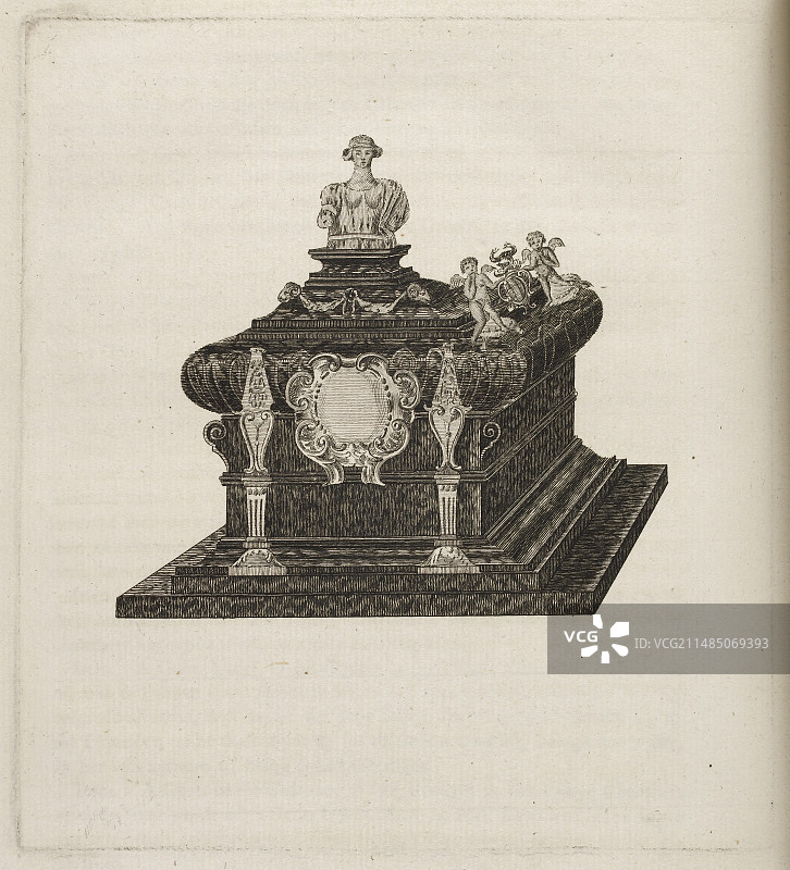 带半身像或雕像的坟墓或棺材图片素材