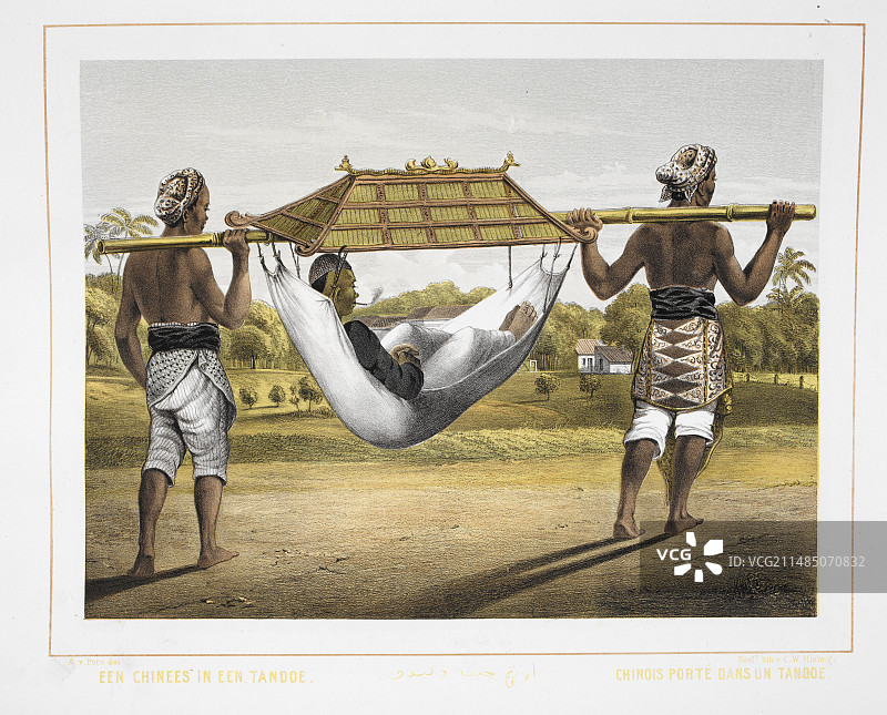 坐在轿子里的中国男人图片素材