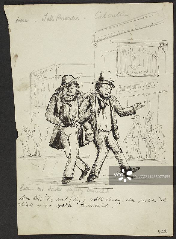 在港口里，两名衣衫不整的水手图片素材