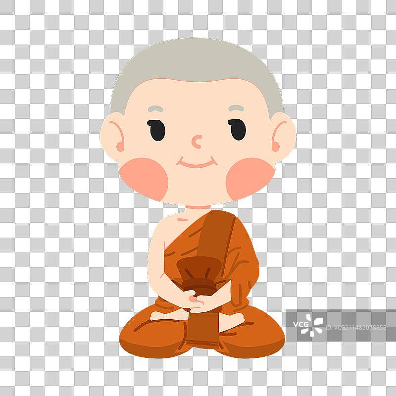 身穿橙色长袍的僧侣坐在莲花座上图片素材