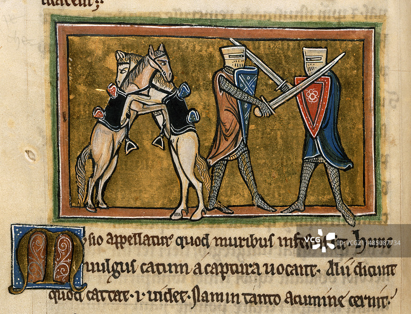 双马与骑士的战斗场景图片素材