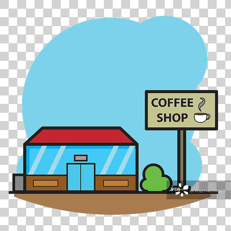 独立的咖啡店建筑图标图片素材