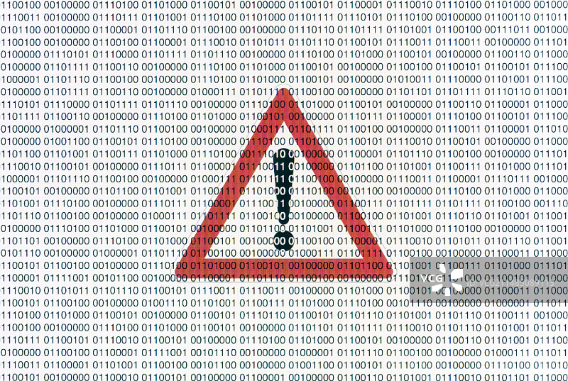 警告标志和二进制代码图片素材