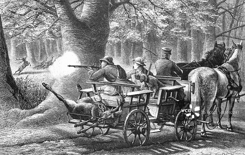 19世纪狩猎游戏历史艺术作品图片素材