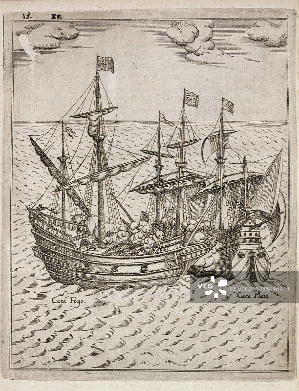 西班牙帆船的捕获图片素材