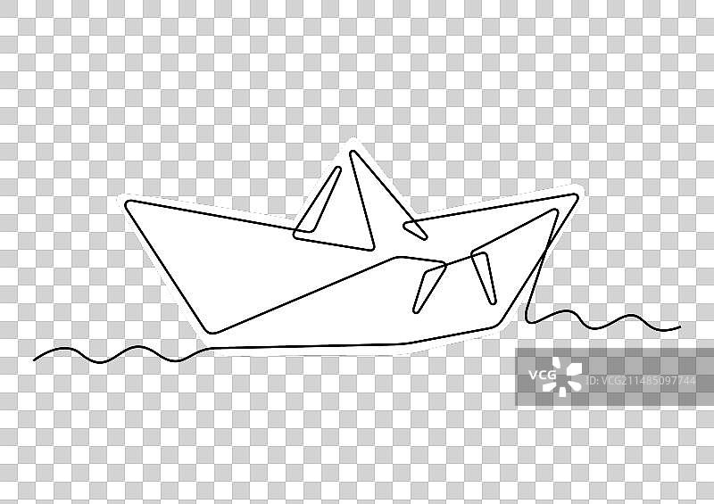 一线纸船图片素材