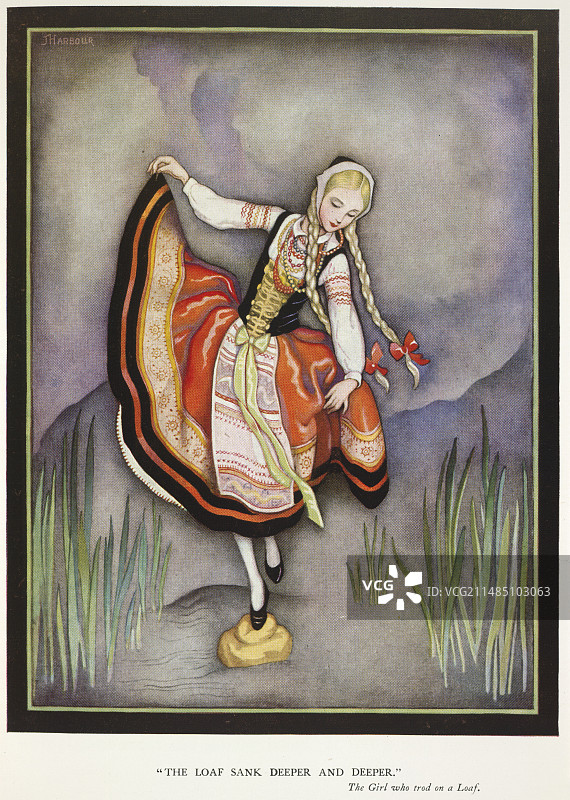 踩面包的女孩图片素材