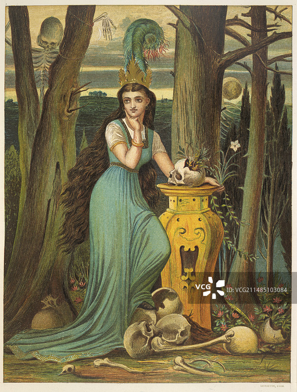 穿着绿色连衣裙的年轻女人图片素材