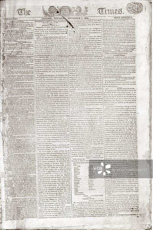 纳尔逊之死报道图片素材