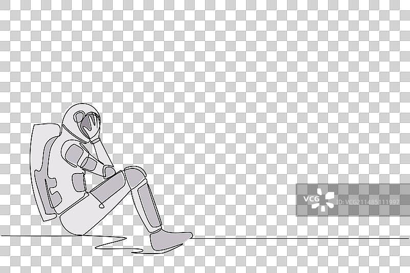 连续单线绘制的年轻宇航员图片素材