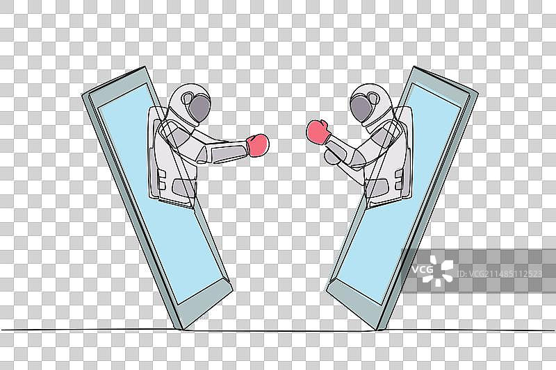 宇航员单线连续画图片素材