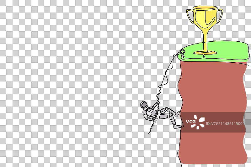 连续单线画：宇航员攀登者图片素材