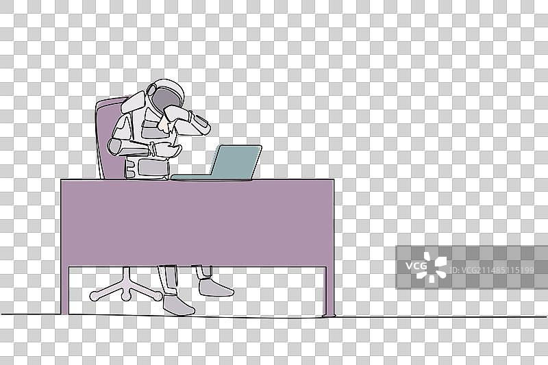 宇航员哭泣单线连续画图片素材