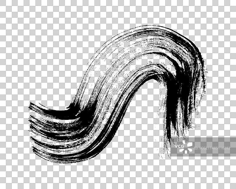 黑色波浪纹理笔刷笔触图片素材