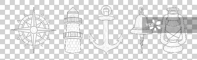 航海主题手绘元素图片素材