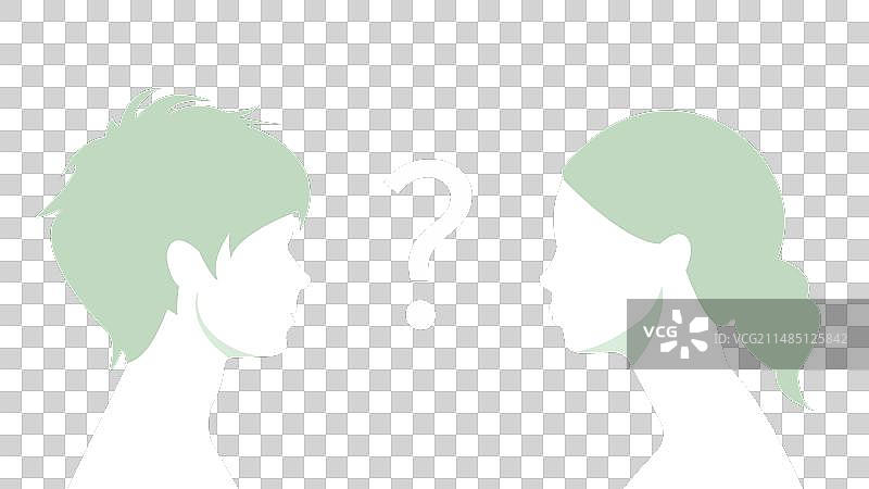 男孩和女孩的轮廓剪影画像图片素材