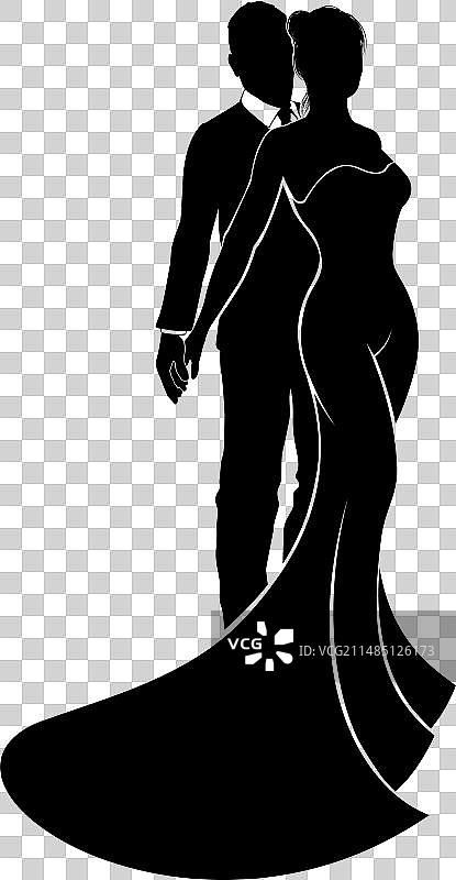 婚礼剪影：新娘和新郎图片素材