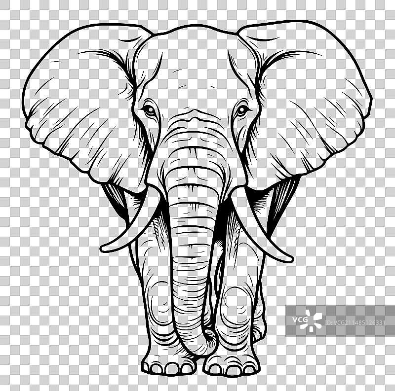 涂鸦风格的手绘大象logo草图图片素材