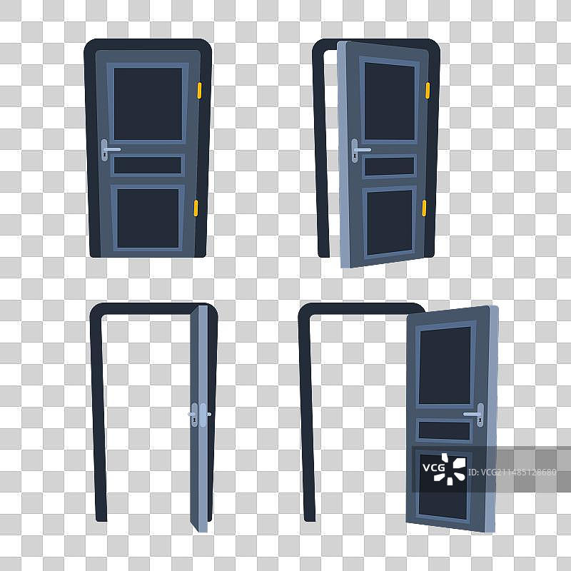 关闭和打开的古典室内门图片素材