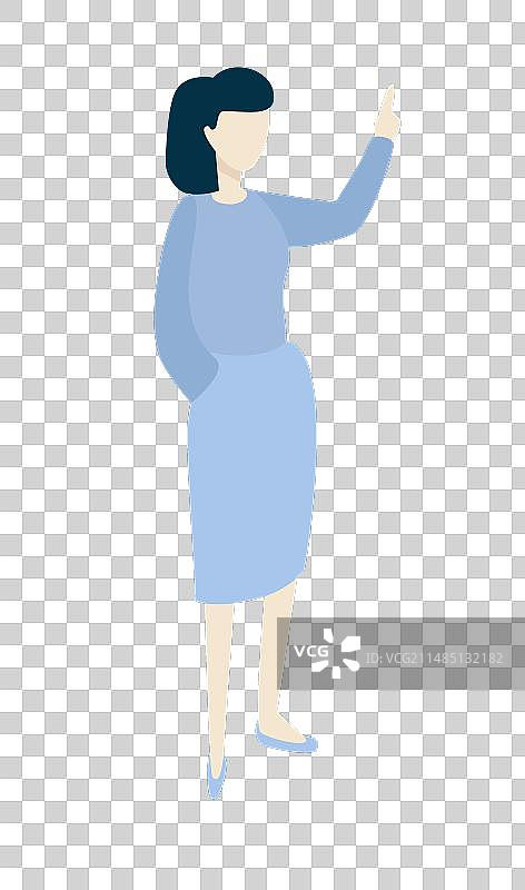 卡通女人向上指图片素材