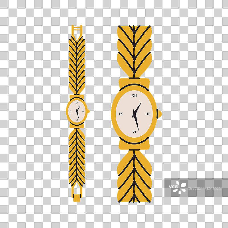 卡通金色复古腕表图片素材