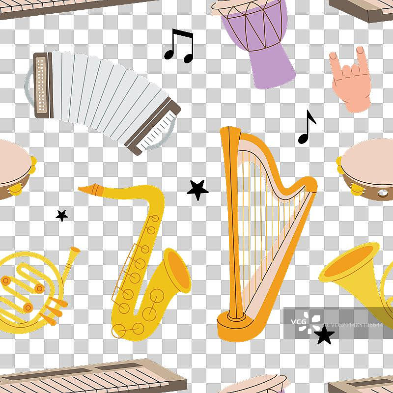 乐器图案：大号、小号、鼓图片素材