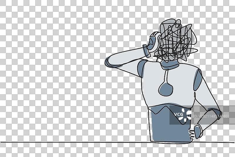 圆形机器人单线连续画图片素材