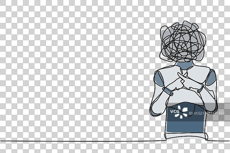 圆形机器人简笔连续线条画图片素材