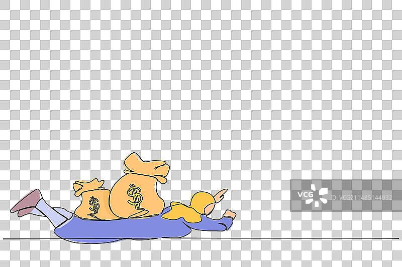 阿拉伯女商人单线绘画图片素材