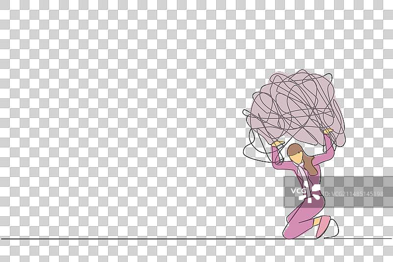 沮丧的女商人单线画图片素材