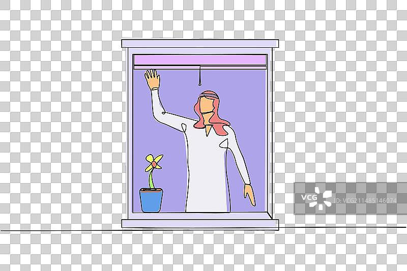 阿拉伯男子单线画图片素材
