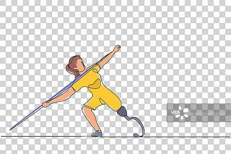 连续单线绘画：残疾运动员图片素材