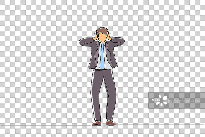 压力大的商人连续单线绘画图片素材