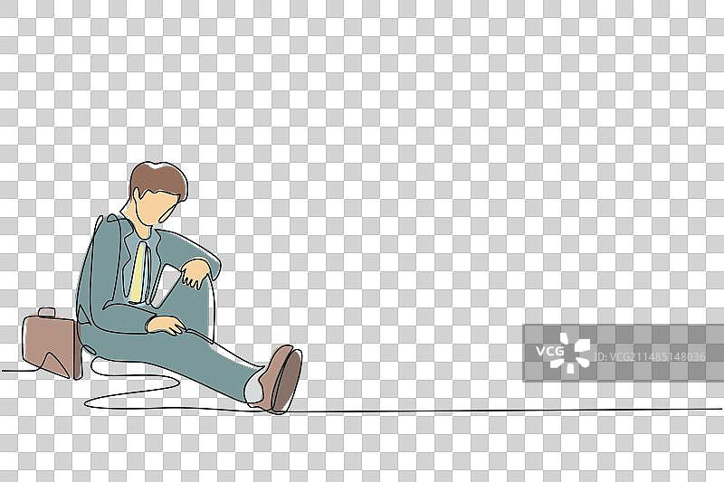 沮丧的商人单线绘画图片素材
