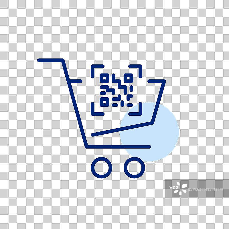购物车和二维码像素完美图标图片素材