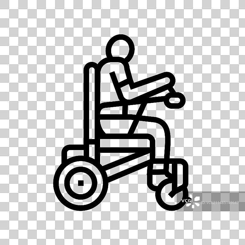 轮椅移动职业治疗师线条图片素材