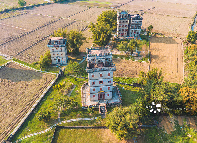 广东开平自力村碉楼群图片素材