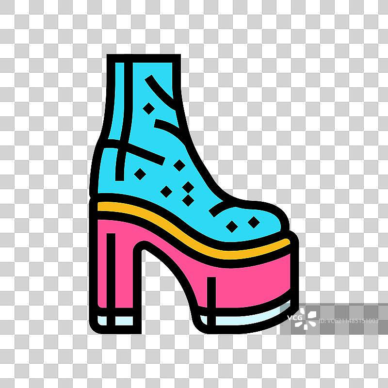 迪斯科派对厚底鞋彩色图标图片素材