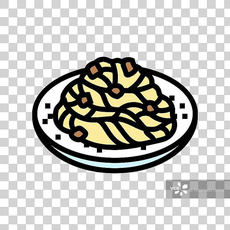 奶油培根意大利面美食彩色图标图片素材