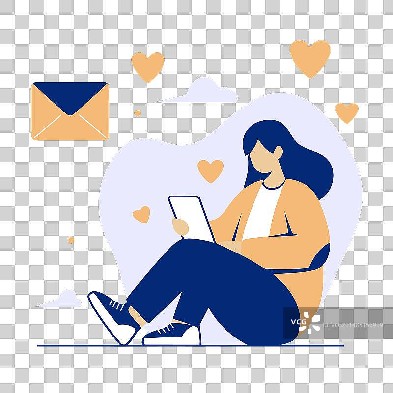 女人坐在地板上玩手机图片素材