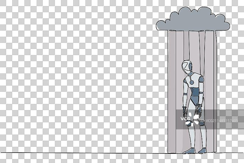 单线连续画：悲伤沮丧的人图片素材