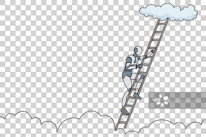 机器人攀爬职业生涯单线画图片素材